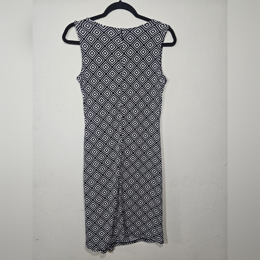 Michael Kors Black and White Diamond Pattern Midi Dress - Picture 7 of 9